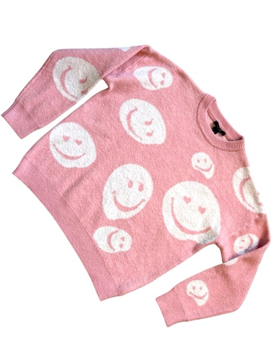 Forever 21 Sweaters - Forever 21 Pink & White Miles of Smiles Knit Pullover Sweater Size Small